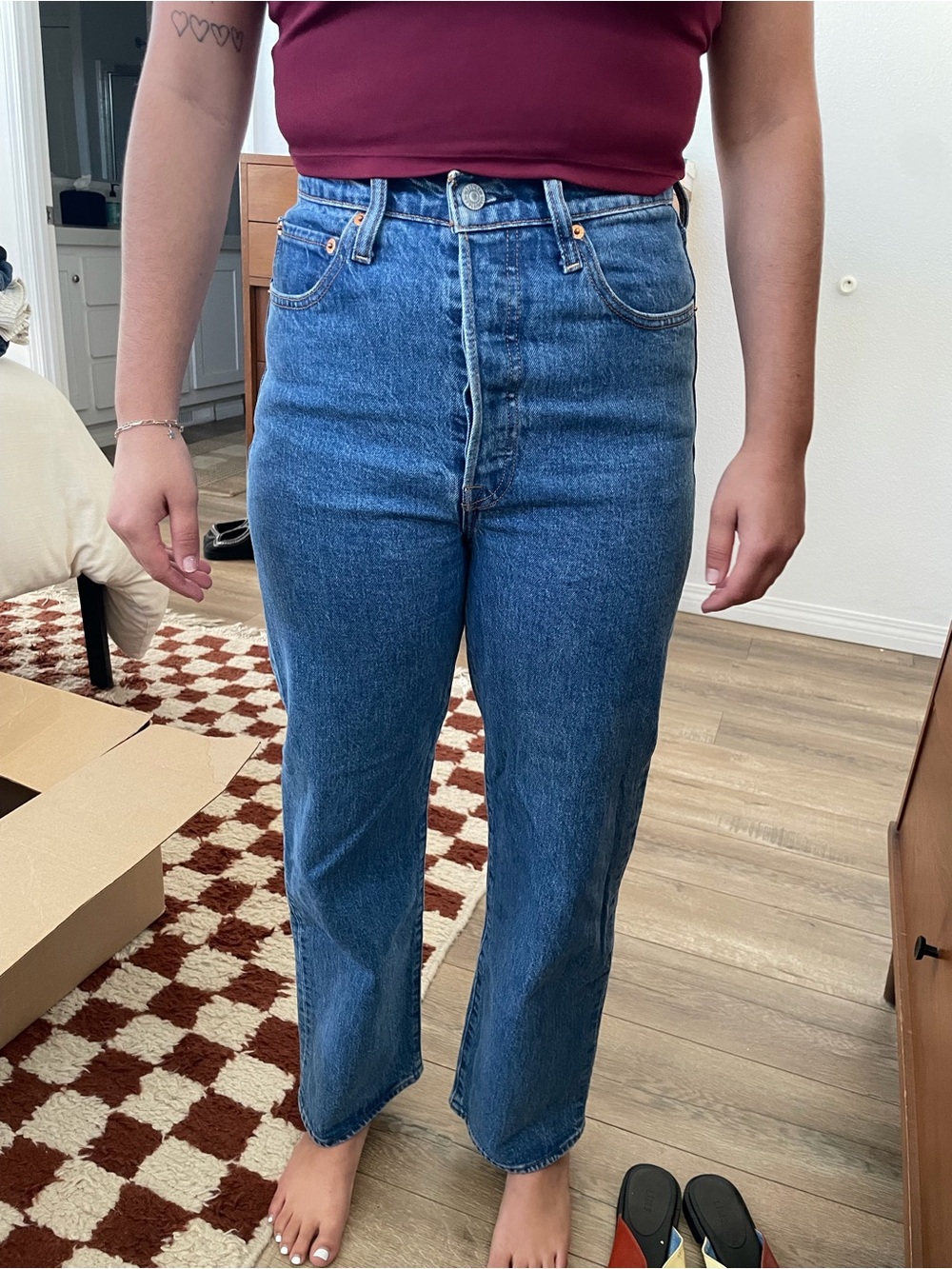 Levi's Ribcage Straight Jeans in Medium Blue Denim